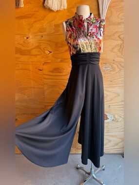 Vintage 1960s Wide Leg Jumpsuit Gold Lamé Empire Waist
